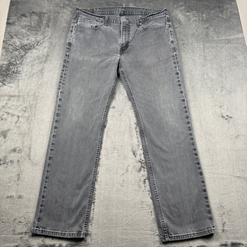 Levi's 514 Straight Fit Jeans Mens 38x32 Faded Black Denim Good Condition